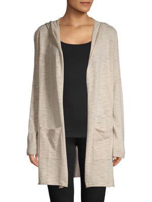 Core Life Hooded Open-front Cotton Cardigan
