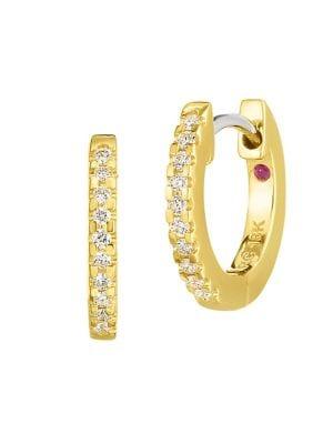 Roberto Coin 18k Yellow Gold & Diamond Hoops Earrings