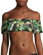 Lucky Brand Tropical-print Off-the-shoulder Cropped Top
