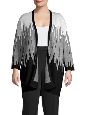 Nipon Boutique Plus Three Quarter Open Front Cardigan