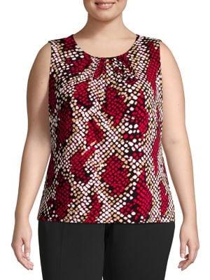 Calvin Klein Snakeskin-print Pleated Top