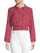 Miss Selfridge Floral-print Cropped Button-down Shirt