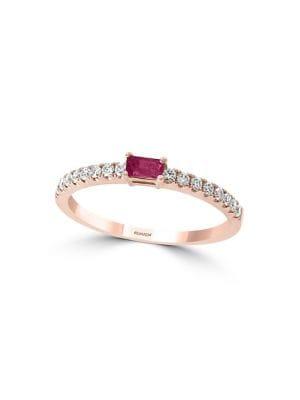 Effy 14k Rose Gold, Diamond & Ruby Basket-style Ring