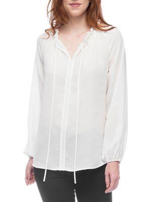 B Collection By Bobeau Lorelai Shirred Tie-neck Blouse