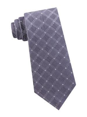 Michael Kors Checkered Grid Woven Silk Tie