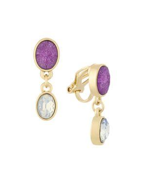 Laundry By Shelli Segal Crystal Double Drop Clip Earrings