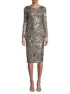 Betsy & Adam Floral Sequined Sheath Dress