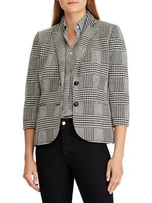 Lauren Ralph Lauren Knit Glen Plaid Jacquard Blazer