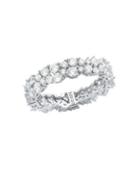 Crislu Fireworks Crystal, Sterling Silver And Platinum Cluster Small Eternity Ring