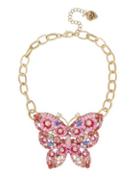 Betsey Johnson Floral Crystal Butterfly Frontal Necklace