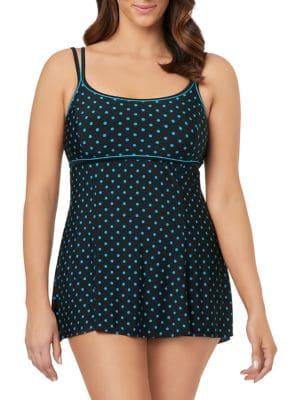 Longitude Empire Waist Dotted Swimdress