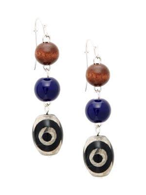 Design Lab Triple Bead Drop Earrings