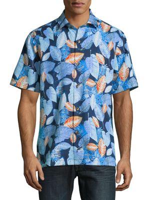 Tommy Bahama Palapa Leaves Camp Silk Button-down Shirt