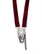 Design Lab Lord & Taylor Cluster Pendant Velvet Strap Necklace