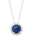 Lord & Taylor Sterling Silver And Sapphire Round Bezel Necklace