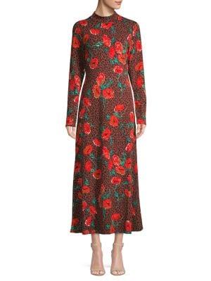Free People Mixed-print Midi Dress