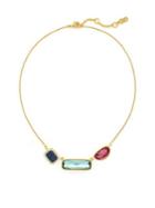 Cole Haan Colorful Agate And Crystal Front Link Necklace
