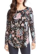 Karen Kane Long-sleeve Shirttail Paisley-print Tee