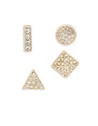 A.b.s. By Allen Schwartz Four Mismatched Crystal Pave Stud Earrings