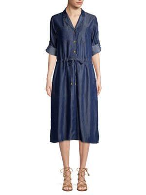Donna Karan Roll-tab Sleeve Button-front Dress