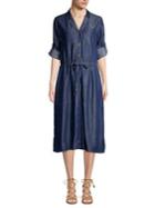 Donna Karan Roll-tab Sleeve Button-front Dress