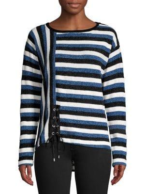 Jones New York Striped Lace Tie Top