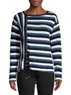 Jones New York Striped Lace Tie Top
