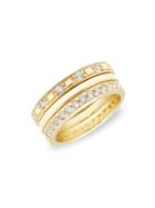 Sole Society Set Of 3 Goldtone And Crystal Stackable Rings