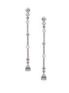 Nina Rhodium-plated And Cubic Zirconia Linear Pave Bar Drop Earrings