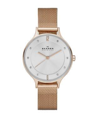 Skagen Anita Rose Goldtone Crystal Mesh Watch