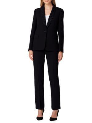 Tahari Arthur S. Levine Petite Embellished Collar Pant Suit