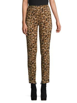 Imnyc Isaac Mizrahi Leopard Print Slimming Straight Pants