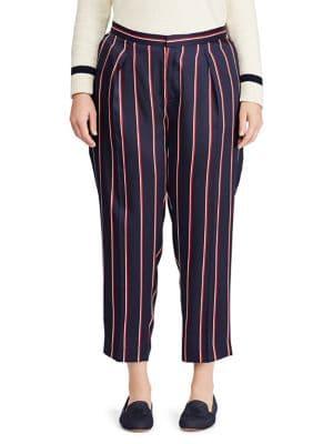 Lauren Ralph Lauren Plus Striped Mid-rise Twill Pants