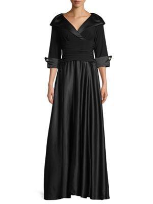 Eliza J Three-quarter Sleeve Fit-&-flare Gown
