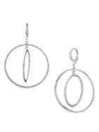 Givenchy Silvertone & Crystal Pave Orbital Hoop Drop Earrings