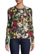 Lord & Taylor Floral Printed Cashmere Sweater