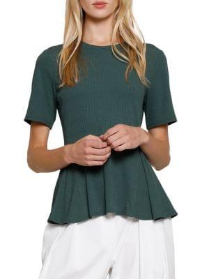Walter Baker Spencer Ribbed Peplum Top