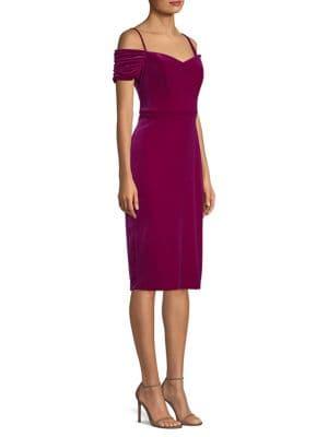 Laundry By Shelli Segal Velvet Cold-shoulder Sheath Dress