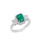 Effy Brasilica Emerald, Diamond And 14k White Gold Ring