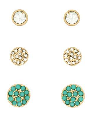 Jessica Simpson Set Of Three Pairs Crystal Stud Earrings