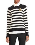 Lauren Ralph Lauren Petite Striped Layered Crest Sweater