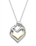 Lord & Taylor Sterling Silver And 14k Yellow Gold Heart Pendant With Diamonds