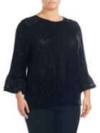 Lucky Brand Plus Printed Ruffle-sleeve Cotton Top
