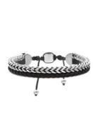 Lord & Taylor Stainless Steel & Leather Franco Chain Bracelet