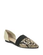 Tahari Eliss Snake-print And Leather Dorsay Flats