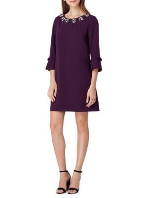 Tahari Arthur S. Levine Embellished-neck Shift Dress