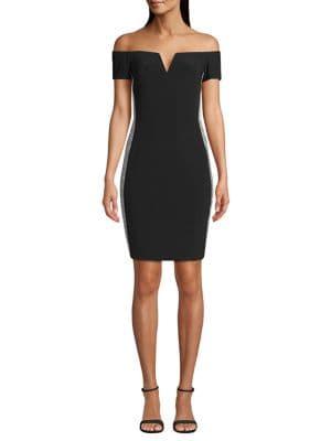 Xscape Embellished Off-the-shoulder Sheath Dress
