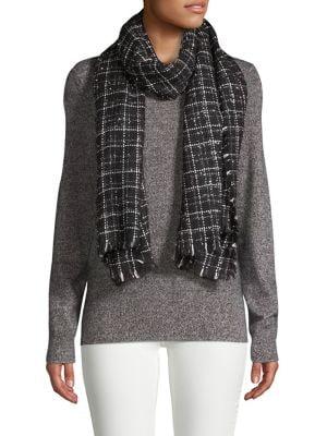Karl Lagerfeld Paris Plaid Fringed Scarf