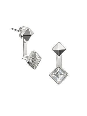 Karl Lagerfeld Pyramid Swarovski Crystal And Crystal Jacket Earrings