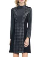 Vince Camuto Highneck Glen Plaid Dress